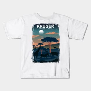 Kruger National Park Night Travel Poster South Africa Kids T-Shirt